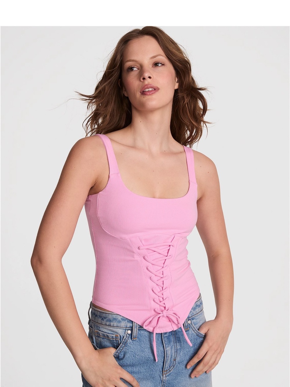 Victoria's Secret Pink Ribbed Lace-Up Tank